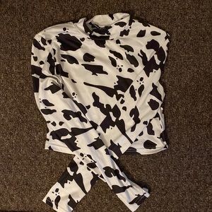 Shein cow print long sleeve crop top